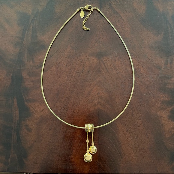 Vintage Nolan Miller Gold Tone & Crystal Statement Pendant Necklace; 16” - 18” - Picture 4 of 10